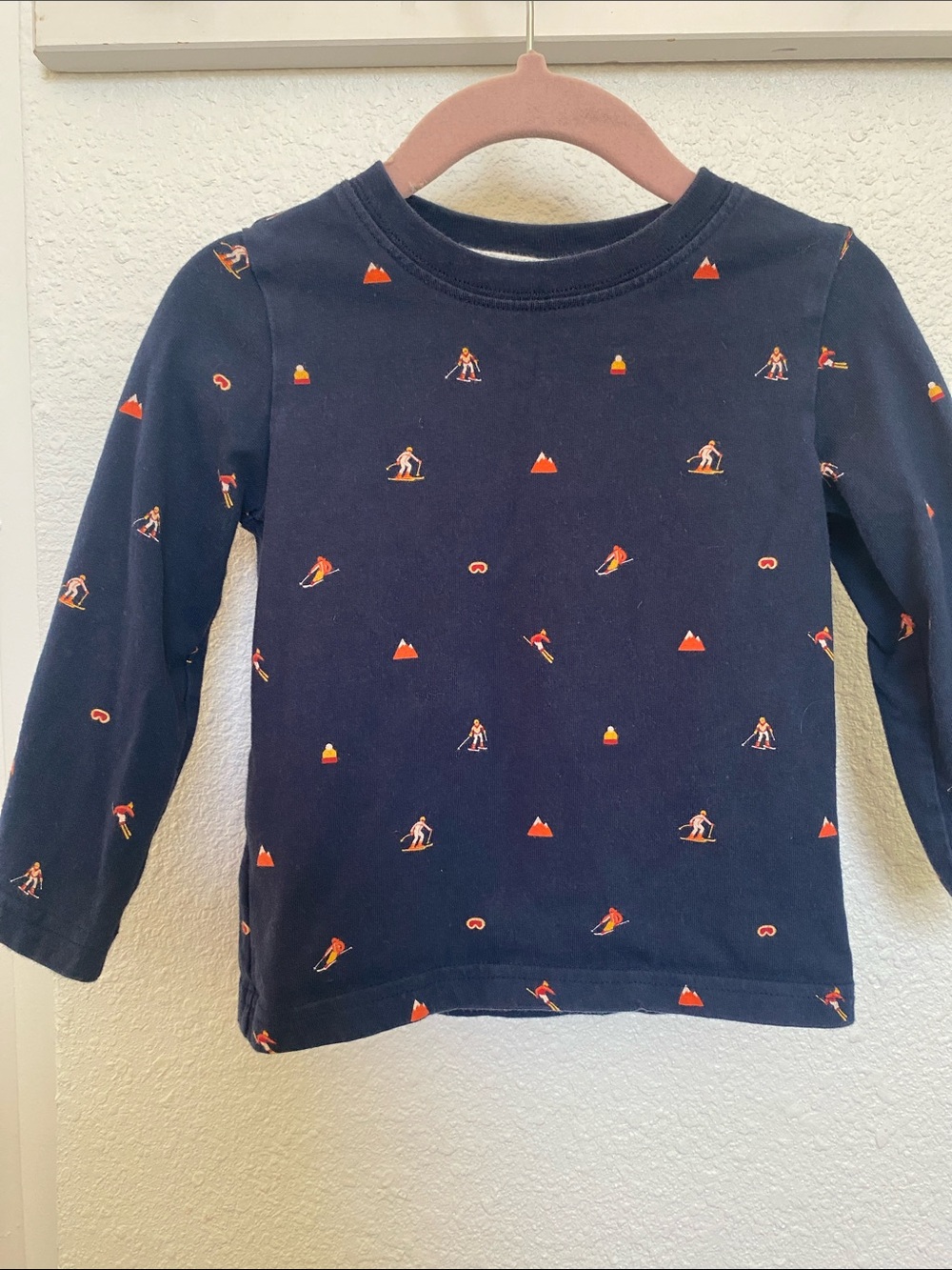 Janie and Jack Navy Long-Sleeve Tee with Orange Ski Motif